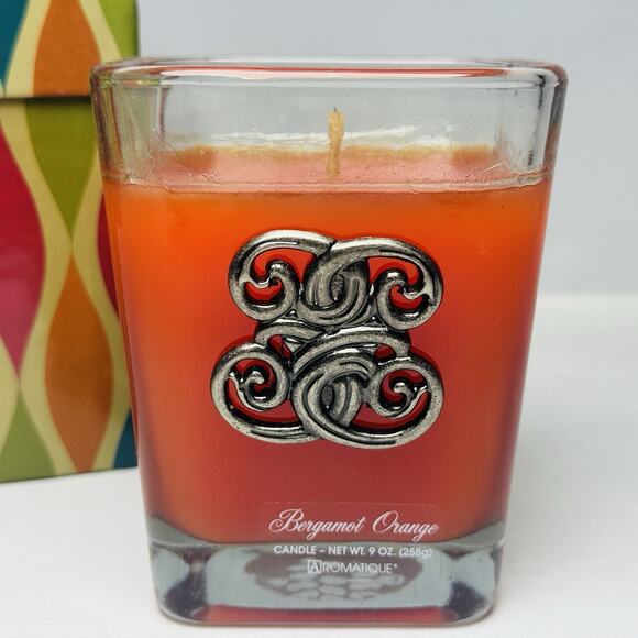 Aromatique Bergamot Orange 9 oz Candle in Glass Decorative Cube with Gift Box - Picture 2 of 5